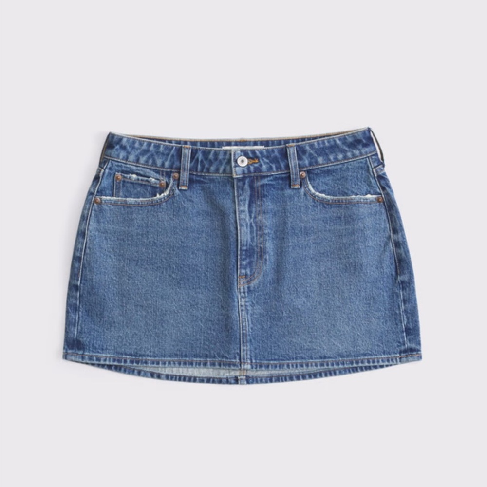 Abercrombie & Fitch Curve Love Mid Rise Denim Mini Skirt